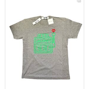 Gray Short Sleeve Tee with Green Tech Graphic